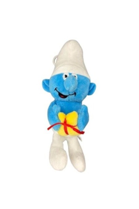 Breloc de pluș Ștrumf năzdrăvan, 18 cm, albastru/alb/galben