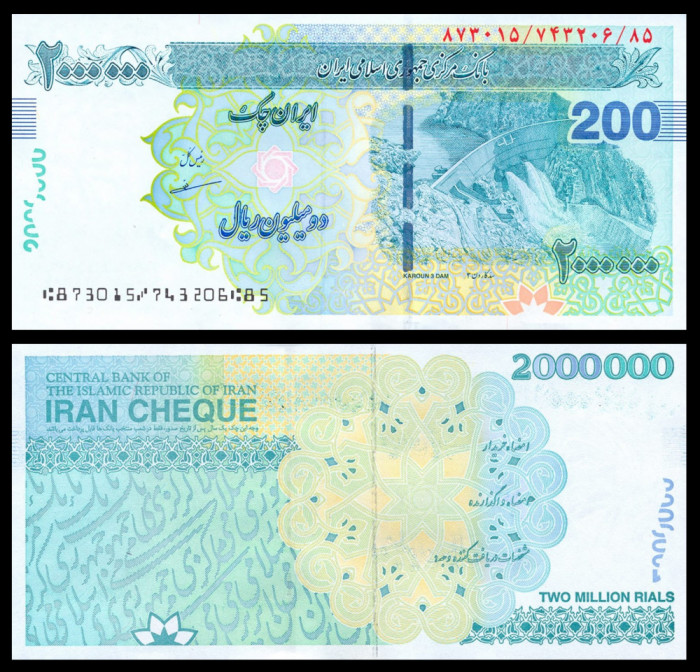 IRAN █ bancnota █ 200 Toman = 2000000 Rials █ 2023 █ UNC █ necirculata