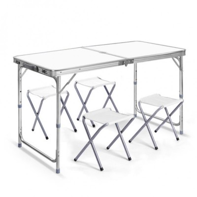 Set mobilier, masa pliabila alba si 4 scaune pliabile, pentru gradina, camping sau pescuit, tip valiza, JollyMag, SC04 foto