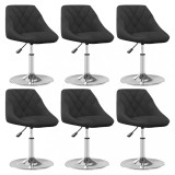 VidaXL Scaune de sufragerie pivotante 6 buc, negru, catifea