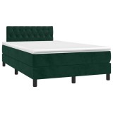 Cumpara ieftin Pat cu arcuri, saltea si LED, verde inchis, 120x200 cm, catifea