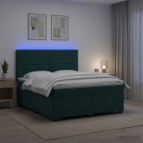 Cumpara ieftin Pat boxspring cu saltea Verde inchis 160 x 200 cm Catifea