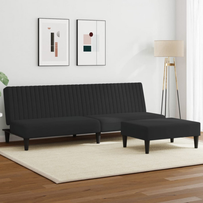 vidaXL Set canapea 2 piese, negru, catifea 3216277