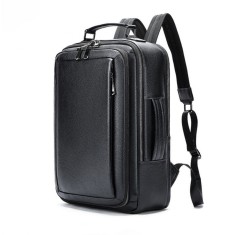 Rucsac laptop 15&rsquo;, BUSY LDY&amp;GTM&reg; Legend, barbati, piele naturala, multifunctional, suport troler, spate antiperspirant, negru