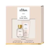 Set Cadou: Apa de toaleta s.Oliver Follow Your Soul Women, Femei, 30 ml + Gel de dus s.Oliver Follow Your Soul Women, 75 ml, Resigilat, Grad B