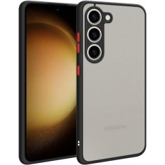 Husa hibrid ALC compatibila cu Samsung Galaxy S23 5G, husa de protectie rezistenta la zgarieturi, rezistenta la socuri, cadru TPU negru cu capac dur u