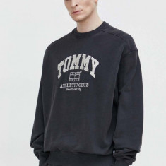 Tommy Jeans hanorac de bumbac bărbați, culoarea gri, melanj DM0DM18635