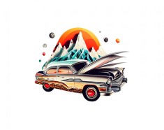Sticker decorativ Masina, Multicolor, 69 cm, 5746ST foto