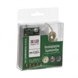 Instalatie de craciun cu baterii tip liniar, 2 jocuri de lumini, fir cupru 3 m 30 led -uri, alb cald, Flippy