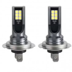 Set 2 becuri auto LED H7, 12 LED, 60W, Lumina alba 6000k, 12V, 6800Lm