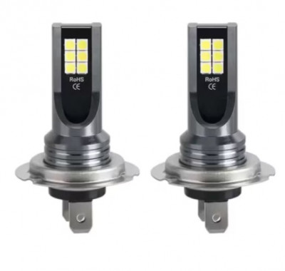 Set 2 becuri auto LED H7, 12 LED, 60W, Lumina alba 6000k, 12V, 6800Lm foto