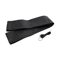 Husa volan din piele naturala neagra care se coase cu ac si ata LACED 41-43 92 mm