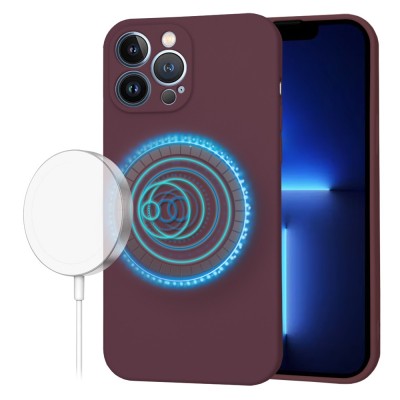 Husa silicon iPhone 13 Pro Max Techsuit SoftFlex MagSafe, bordo foto