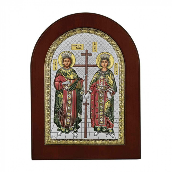 Icoana Sf Constantin si Elena Argint 15&amp;#215;21 Color COD: 2745