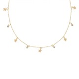 Colier Language of Jewels, Model Stele, Strass, Lanț Culoare Aurie, Oem