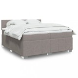 Cumpara ieftin Pat box spring cu saltea, gri taupe, 200x200 cm, textil