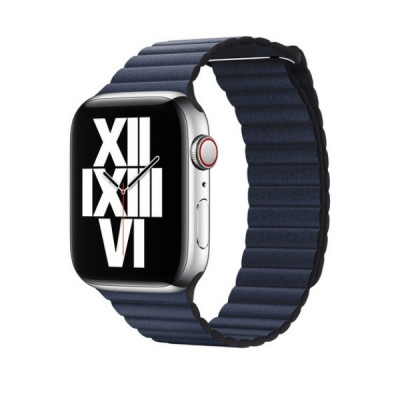 Curea Apple Watch Magnetica din Piele Albastra 45 44 42mm foto