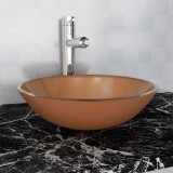 VidaXL Chiuvetă din sticlă securizată, 42 cm, maro
