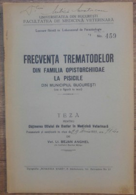 Frecventa trematodelor din familia opistorchiidae la pisicile din Bucuresti foto