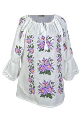 Bluza dama tip ie 024, alb optic/mov , marimea M foto