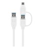 Cablu USB 3.0 A Tata-Tata, Adaptor USB A Mama la USB-C Tata, 0.5m, Alb, Goobay, Transfer 5Gbps, Incarcare 3A