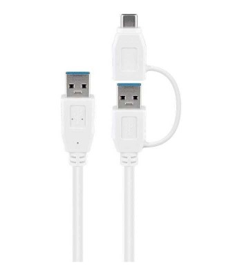 Cablu USB 3.0 A tata-tata cu adaptor USB A mama la USB Type C tata foto