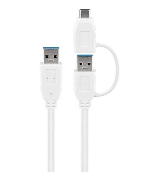 Cablu USB 3.0 A tata-tata cu adaptor USB A mama la USB Type C tata