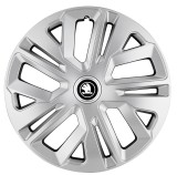 Cumpara ieftin Set 4 Capace Roti Raven Gri R15, pentru Skoda Alb Negru, Autohelix MSA