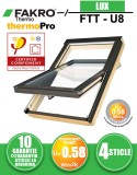 Fereastra mansarda pentru Case Pasive FAKRO FTT U8 Thermo PASSIVE, lemn de pin, 4 sticle