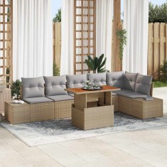 vidaXL Set de masă pentru grădină 7 pcs Bej și gri 100 x 55 x 73 cm 3349972