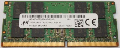 Memorie ram Laptop Micron 16GB, DDR4, 2Rx8, PC4-2400T, 2400Mhz, MTA16ATF2G64HZ-2G3E1, PC4-19200, 1.2V, CL17, Non-ECC, sodimm, 260 pini foto
