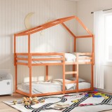 VidaXL Acoperiș Pat Copii, maro, 213x85,5x144,5 cm Lemn Mass Pin