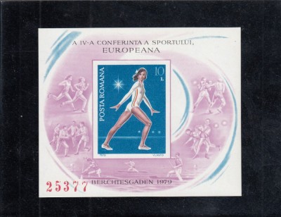 1979 LP 989 A IV-A CONFERINTA EUROPEANA A SPORTULUI COLITA NEDANTELATA MNH foto