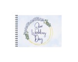 Set Album foto / GuestBook pentru nunta, flori multicolore, A4 landscape, pix si dubluadeziv inclus, 3 piese, accesoriu nunta