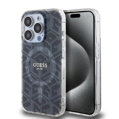 Husa iPhone 15 Pro originala Guess IML GCube MagSafe, negru, GUHMP15LHGCUSTGK foto