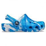 Saboți Crocs Kids&#039; Classic Marbled Clog Albastru - Bright Cobalt/White