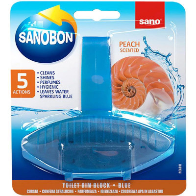 Odorizant solid Sano pentru vasul toaletei, Bon Blue Peach, 55g foto