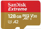 Card de memorie SanDisk Extreme SDSQXAA-128G-GN6AA, MicroSDXC, 128GB, UHS-I U3, Clasa 10, V30 + Adaptor SD