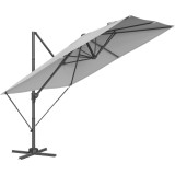 SONGMICS Umbrela de gradina cu manivela tip pendul 270x270 cm, UPF 50+, rotire 360&deg;, inclinare reglabila, gri deschis