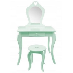 (DL) Set Masa de toaleta pentru copii Elza, verde, cu oglinda si taburet, 71x50x108 cm Household NewTrend