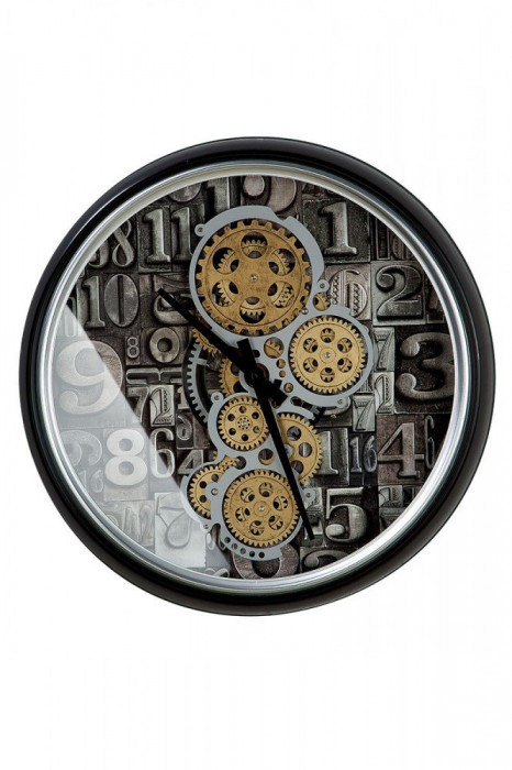 Ceas de perete steampunk din metal si sticla Numere 51 cm