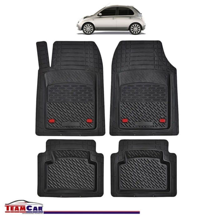 Covorase Auto TeamCar&reg; Tip Tavita Compatibile Nissan Micra Generatia K12 (2002&ndash;2010) Negru Material Rezistent