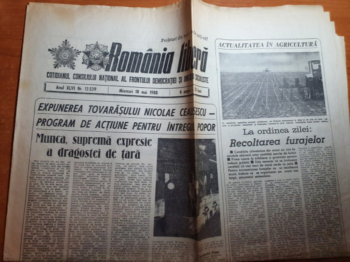 romania libera 18 mai 1988-platforma industriala harsova,articol jud. mehedinti