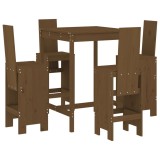 Set mobilier bar de gradina, 5 piese, maro miere lemn masiv pin