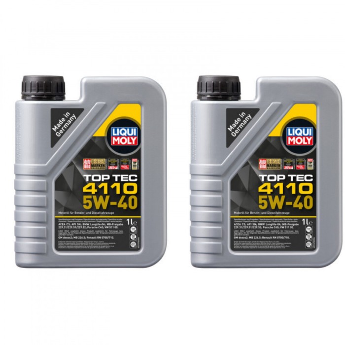 Pachet 2 litri Ulei Motor Sintetic Liqui Moly Top Tec 4110 5W40