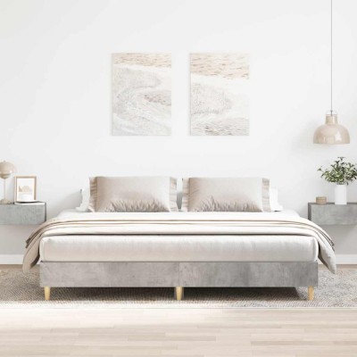 vidaXL Cadru de pat fără saltea Gri beton 200x200 cm Lemn prelucrat 3328702 foto