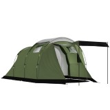 Outsunny Cort de camping pentru 3-4 persoane stabil 3000mm impermeabil cort de familie cu cameră de dormit antreu zonă de zi Verde | Aosom Romania