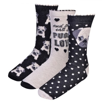 șosete Femei, Model C&amp;acirc;ine Pug, Multicolor, Set 3 Bucăți foto