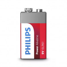 Baterie Power Alkaline Philips, 9 V, 1 bucata