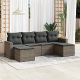 Cumpara ieftin Set mobilier grădină cu perne, 6 piese, gri, poliratan